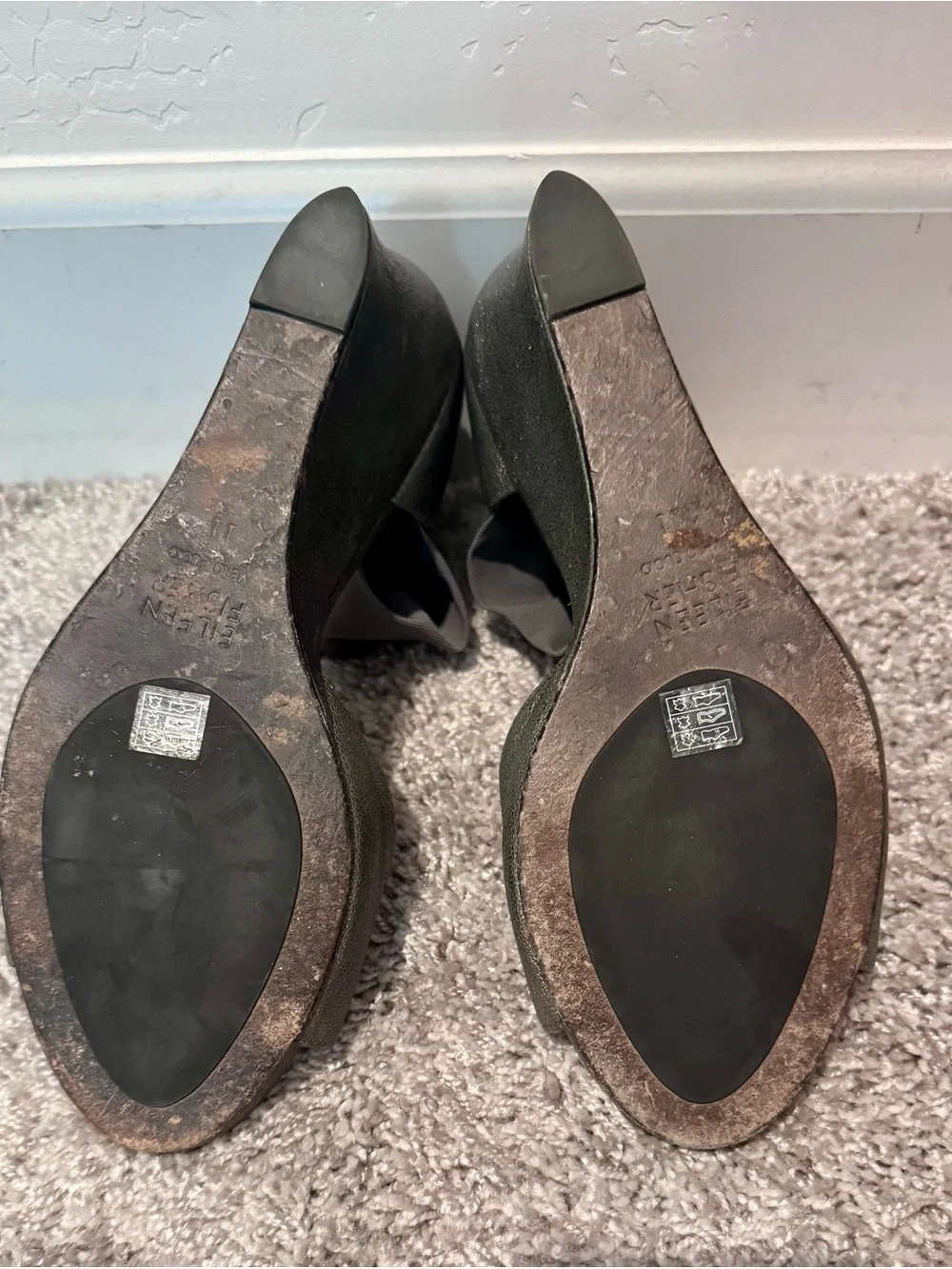 Women’s Black Wedge Sandals with Ankle Wrap